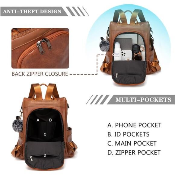 Backpack Purse for Women Anti theft Bookbag Purse Lightweight Shoulder Bag main image 5